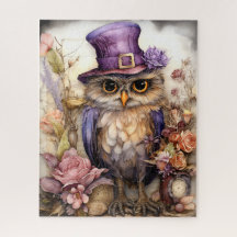 Plum Whimsy: Purple Owl Laughter