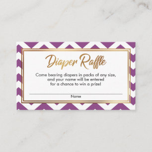 Plum & White Bold Chevron Diaper Raffle Cards