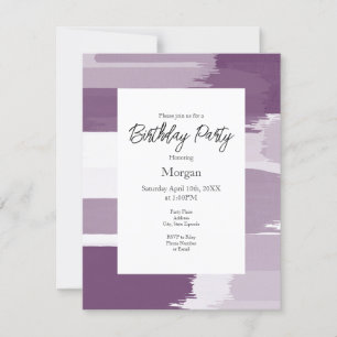 Plum White Brushstrokes   Invitation