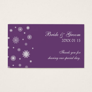 Plum White Snowflakes Winter Wedding Favour Tags