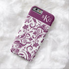 Plum White Vintage Damask Pattern Custom Monogram