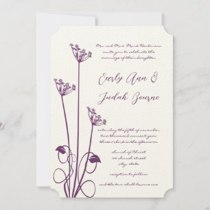 Plum Wild Flower Swirl Wedding Invitation