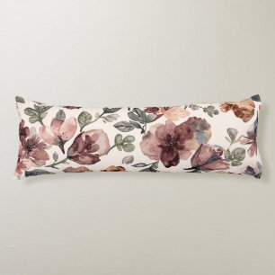 Plum Wildflower Watercolor Moody Botanical Garden Body Cushion