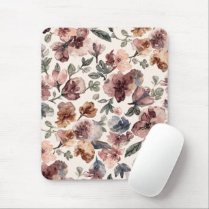 Plum Wildflower Watercolor Moody Botanical Garden Mouse Mat