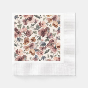 Plum Wildflower Watercolor Moody Botanical Garden Napkin