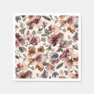 Plum Wildflower Watercolor Moody Botanical Garden Napkin