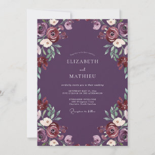 Plum Wine Petal Wedding Invitation