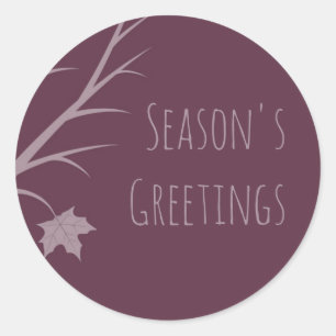 Plum Winter Season's Greetings Classic Round Sticker