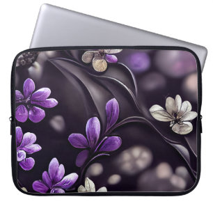 PLUM WITH DELICATE PURPLE FLOWERS LAPTOP SLEEVE