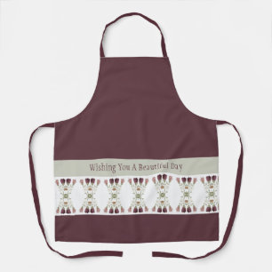 Plum With Floral Accented In Soft Green Apron