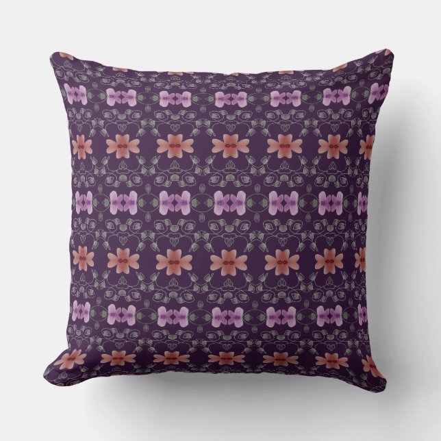 Plum With Floral Pattern Cushion (Front)