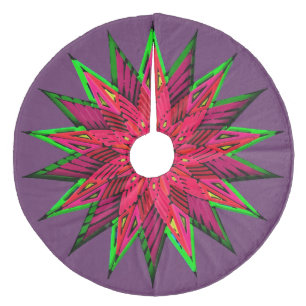 Plum Wonderful Poinsettia WOW Fleece Tree Skirt