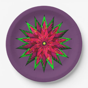 Plum Wonderful Poinsettia WOW Paper Plate