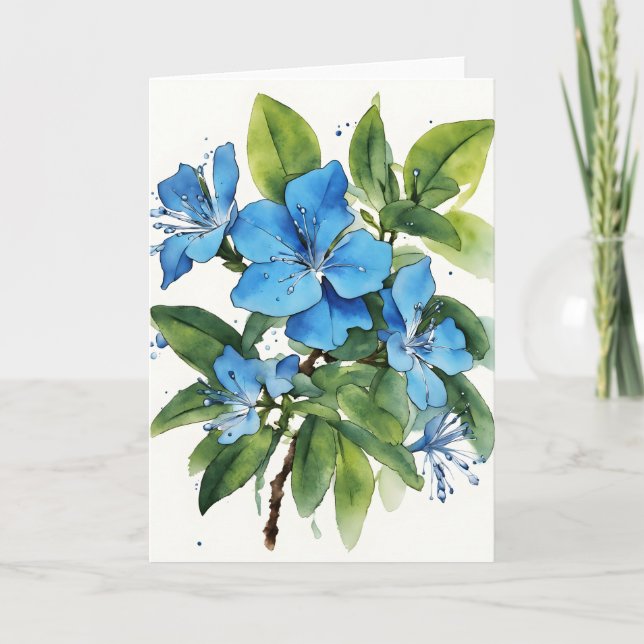 Plumbago Auriculata - Watercolor flowers Card (Front)