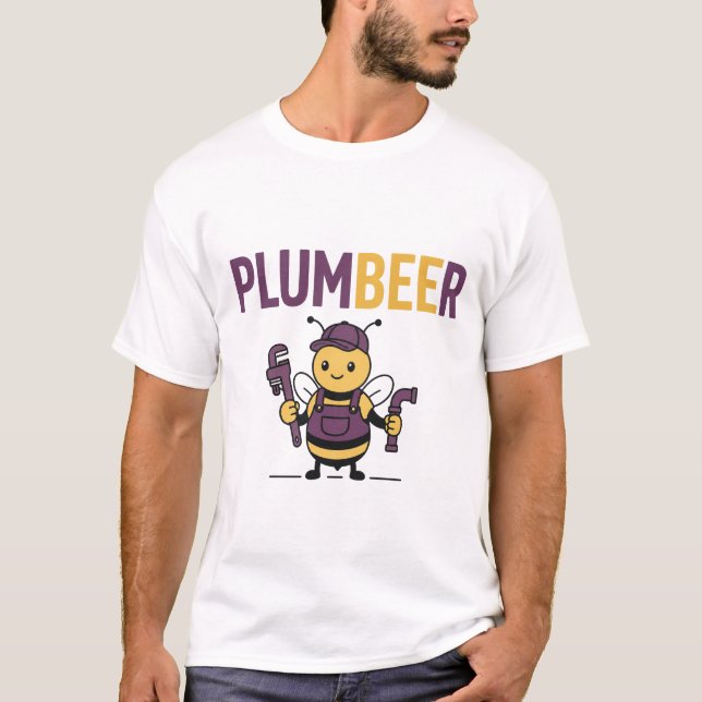 Plumbeer – Funny Bee Plumber Pun T-Shirt (Front)