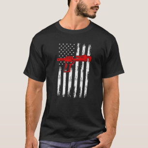 Plumber American Flag 4th July Patriotic Plumbing T-Shirt