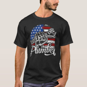 Plumber American Flag Plumbing Pipe Wrench Usa Pat T-Shirt