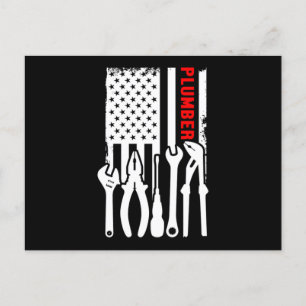 Plumber American Flag Plumbing Profession Job Gift Postcard