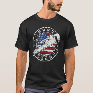 Plumber American Flag Plumbing Usa Patriotic Stamp T-Shirt