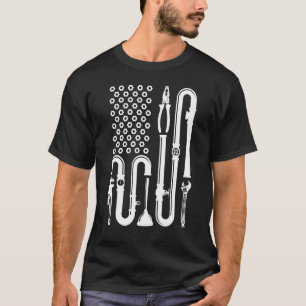 Plumber American US Flag Plumbing Tools for Plumbe T-Shirt