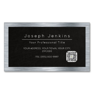 plumber black leather and silver metal 	Magnetic business card