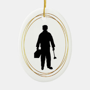 Plumber Black Silhouette Christmas Ornament