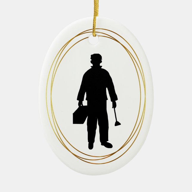 Plumber Black Silhouette Christmas Ornament (Front)