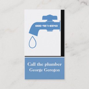 Plumber blue, white tap eye-catching plumbing business card