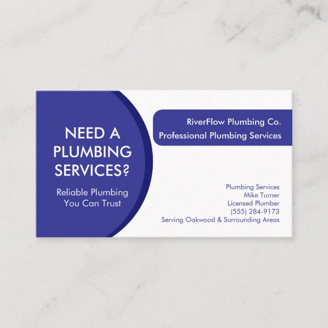 Plumber Business Card Template | Plumbing Services (Front)