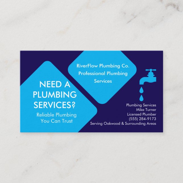 Plumber Business Card Template | Plumbing Services (Front)