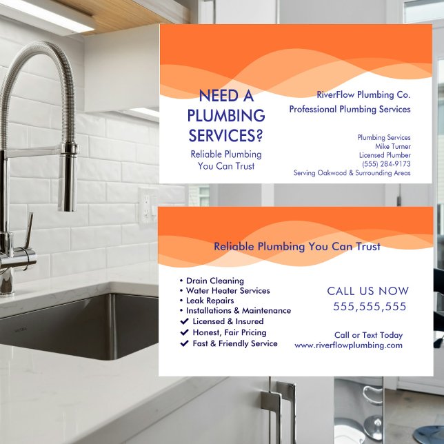 Plumber Business Card Template | Plumbing Services (Creator Uploaded)