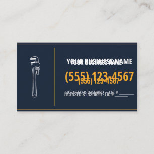 Plumber Business Cards, Custom Name & Phone Card