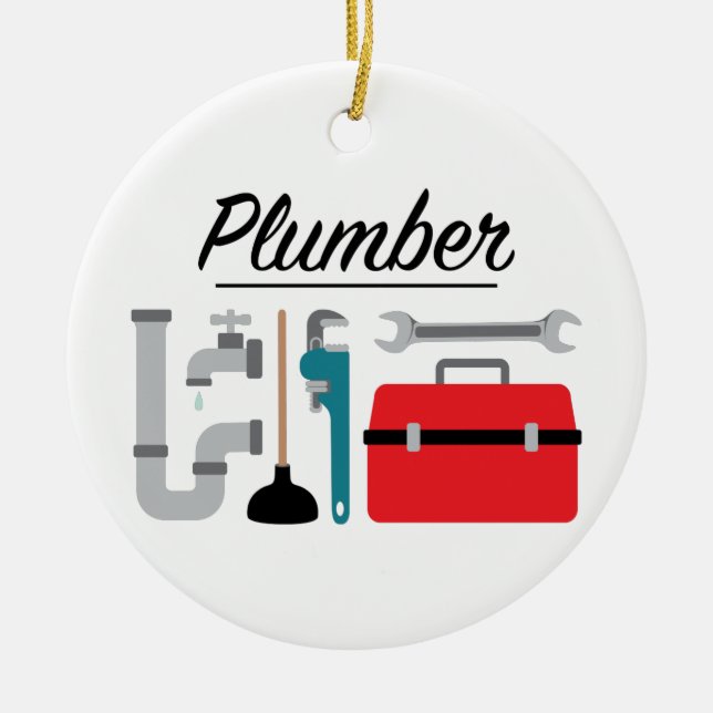 Plumber Ceramic Tree Decoration (Front)