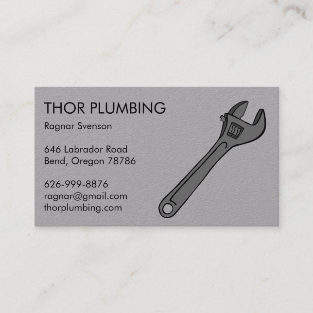Plumber Contractor Handyman Mechanic Wrench  Business Card (Front)