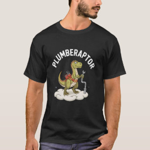 Plumber Dinosaur T-Rex Pipe Wrench Dino Funny Plum T-Shirt