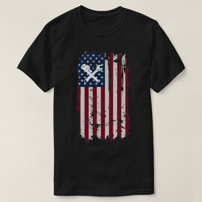 Plumber Flag Plumbing Plumbers T-Shirt (Design Front)
