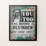 Plumber - Funny Vintage Retro Jigsaw Puzzle<br><div class="desc">Plumber vintage advertisement in turquoise,  aqua,  red and black. Arty,  funny,  colourful and fun,  it makes a great gift and will surely bring smiles and laughter to the recipient.</div>