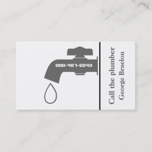 Plumber grey, white tap eye-catching plumbing business card