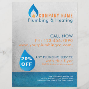 Plumber heated water drop logo flyer