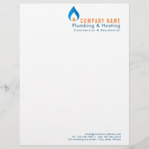 Plumber heated water drop logo flyer
