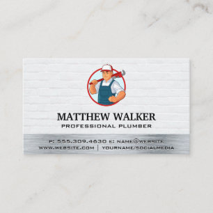 Plumber Holding Wrench Business Card