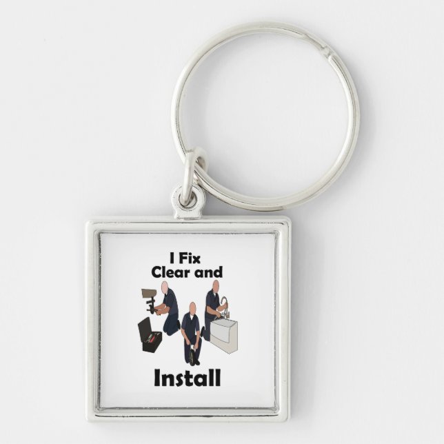 Plumber I Fix Clear Install Plumber Birthday Party Key Ring (Front)