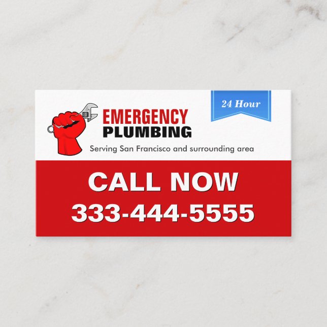 Plumber - Local Emergency Plumbing Services Business Card (Front)