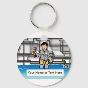Plumber - Male Cartoon by PrintedPerfection.com  Key Ring