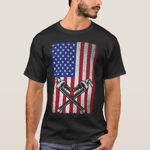 Plumber Patriotic Usa American Flag Plumbing Pipef T-Shirt