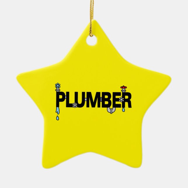 Plumber Pipes Ceramic Tree Decoration (Front)