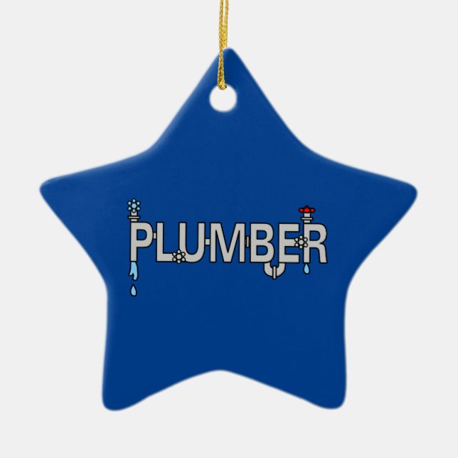 Plumber Pipes Ceramic Tree Decoration (Front)