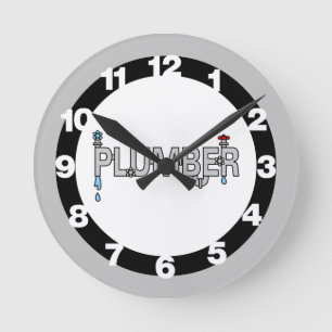 Plumber Pipes Round Clock