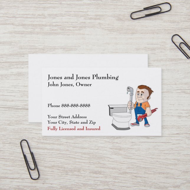 Plumber Plumbing Business Card (Front/Back In Situ)