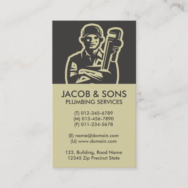 Plumber Plumbing Home Repair Business Card (Front)